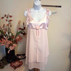 NEW Women’s Pink Lace Babydoll Chemise Nightgown Ruffle Nightie 6S